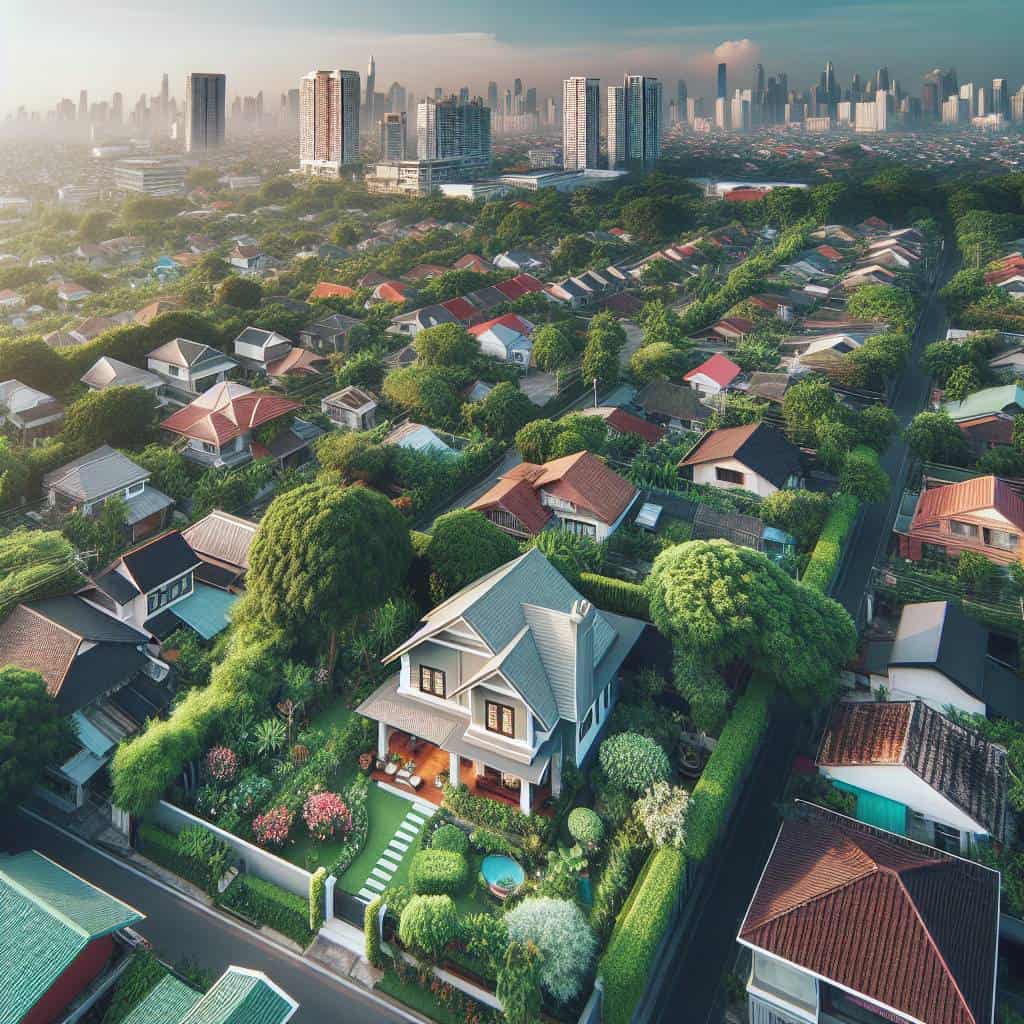 Drone photography for real estate, house view.