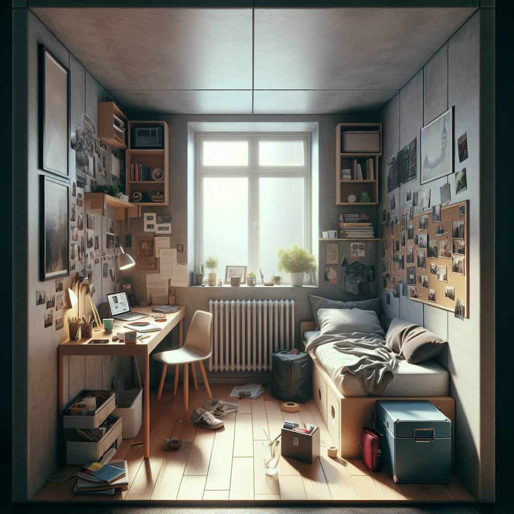 Student housing market analysis: cozy cluttered apartment.