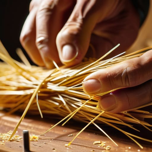 Straw Marquetry Silica Splitting golden grass.